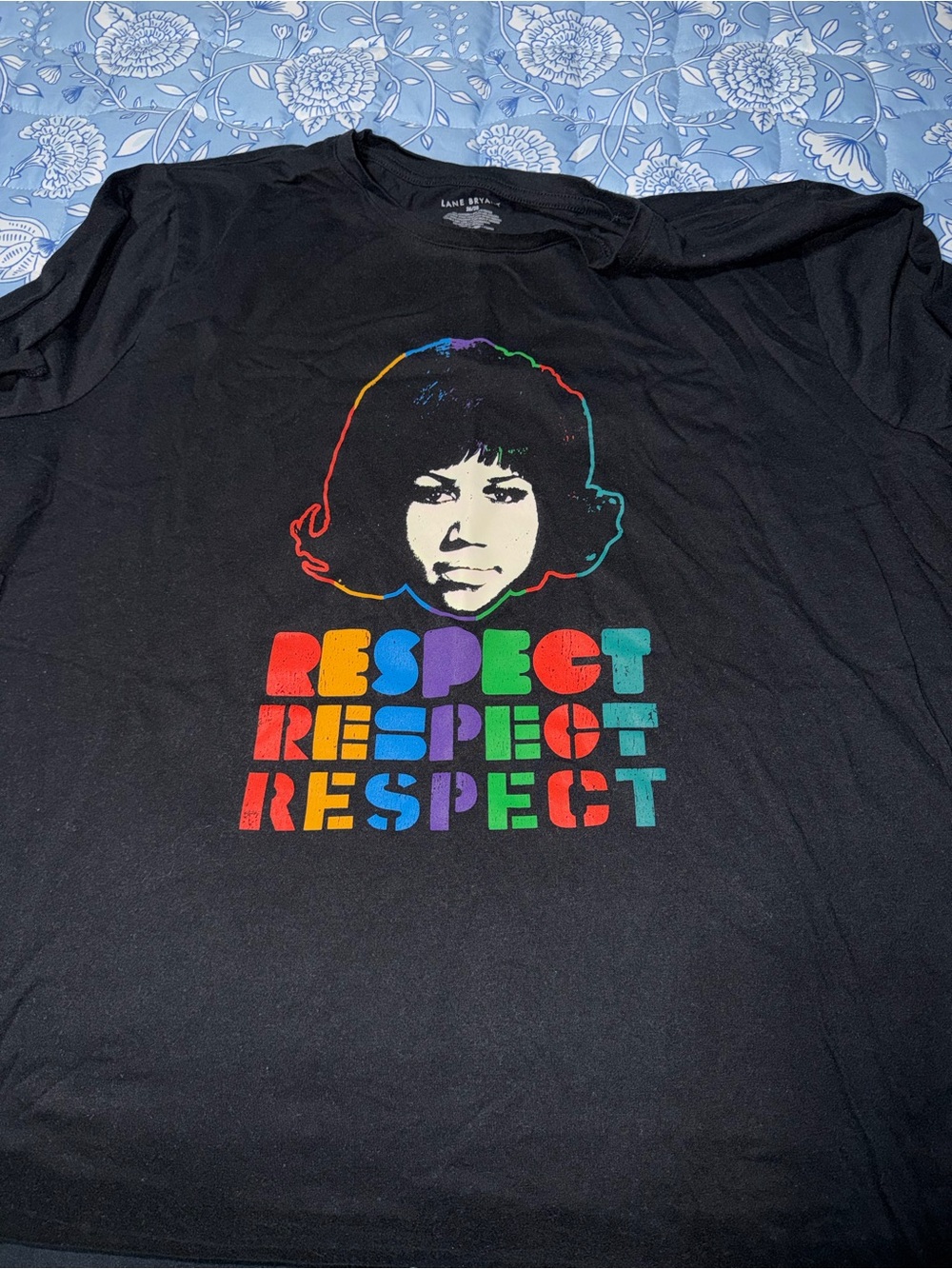 Lane Bryant Black Graphic Tee with Multicolor 'RESPECT' Print